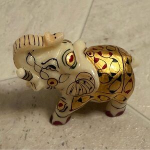 Gold and Cream Elephant Sculpture